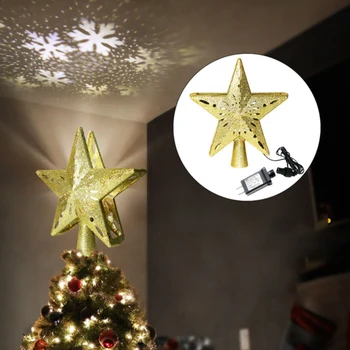 2 in 1 Lighted Christmas Tree Toppers with Projector Glittered Five-pointed Star Tree Topper Snowfall LED Night Lamps For Indoor
2 in 1 Lighted Christmas Tree Toppers with Projector Glittered Five-pointed Star Tree Topper Snowfall LED Night Lamps For Indoor