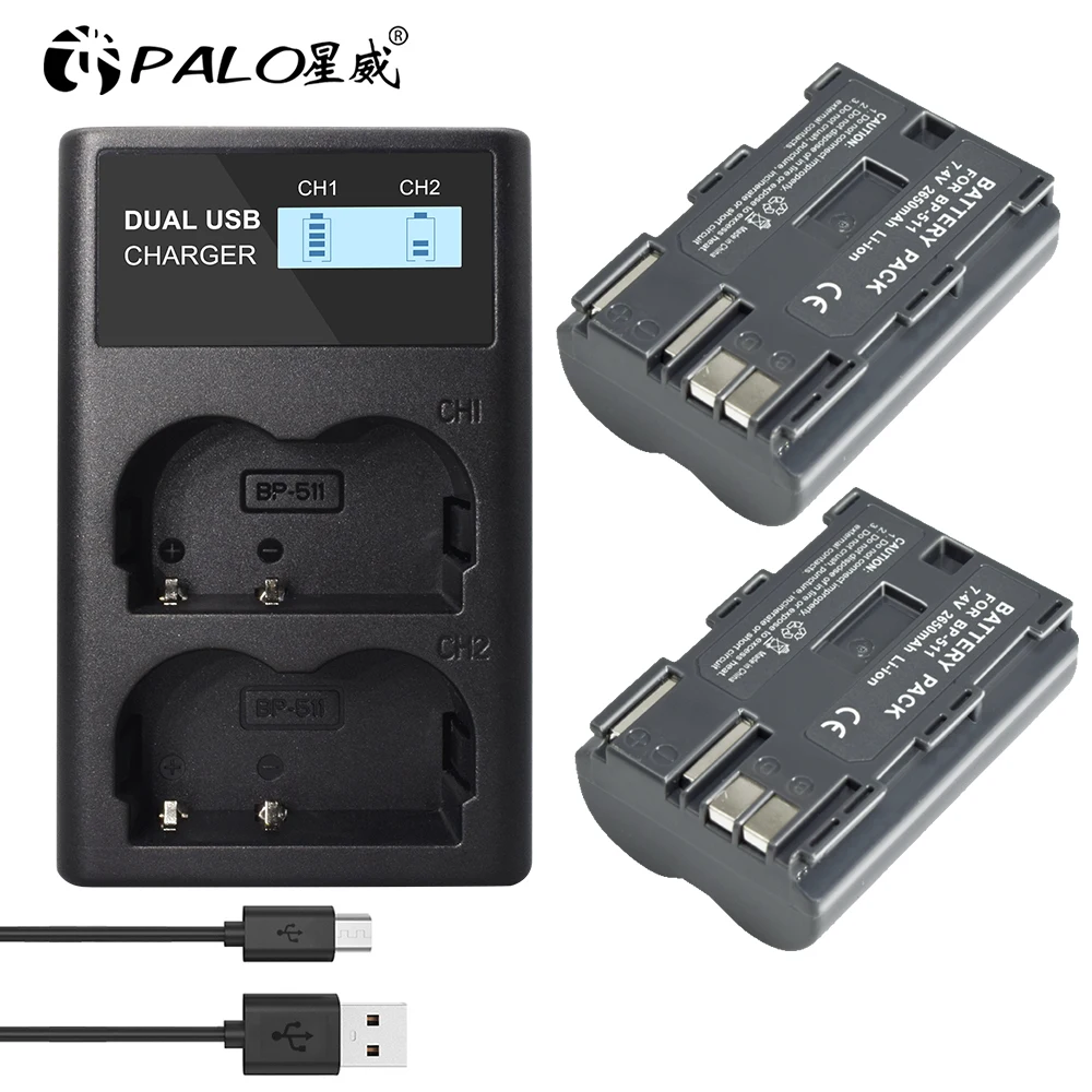 FOR 7.4v 2650mah BP-511A BP-511 BP 511 511A BP511 BP511A Battery LCD USB Charger for Canon EOS 40D 300D 5D 20D 30D 50D camera
FOR 7.4v 2650mah BP-511A BP-511 BP 511 511A BP511 BP511A Battery LCD USB Charger for Canon EOS 40D 300D 5D 20D 30D 50D camera