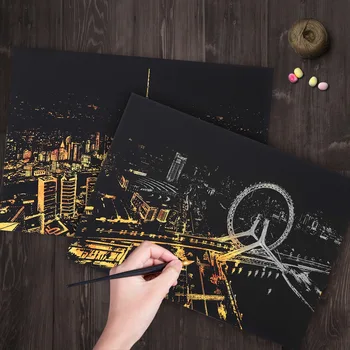 40x28 CM DIY Magic Scraping Painting Famous City Night View Scraping Painting Drawing Toys For Kids Learning Educaton Toys Gifts
40x28 CM DIY Magic Scraping Painting Famous City Night View Scraping Painting Drawing Toys For Kids Learning Educaton Toys Gifts