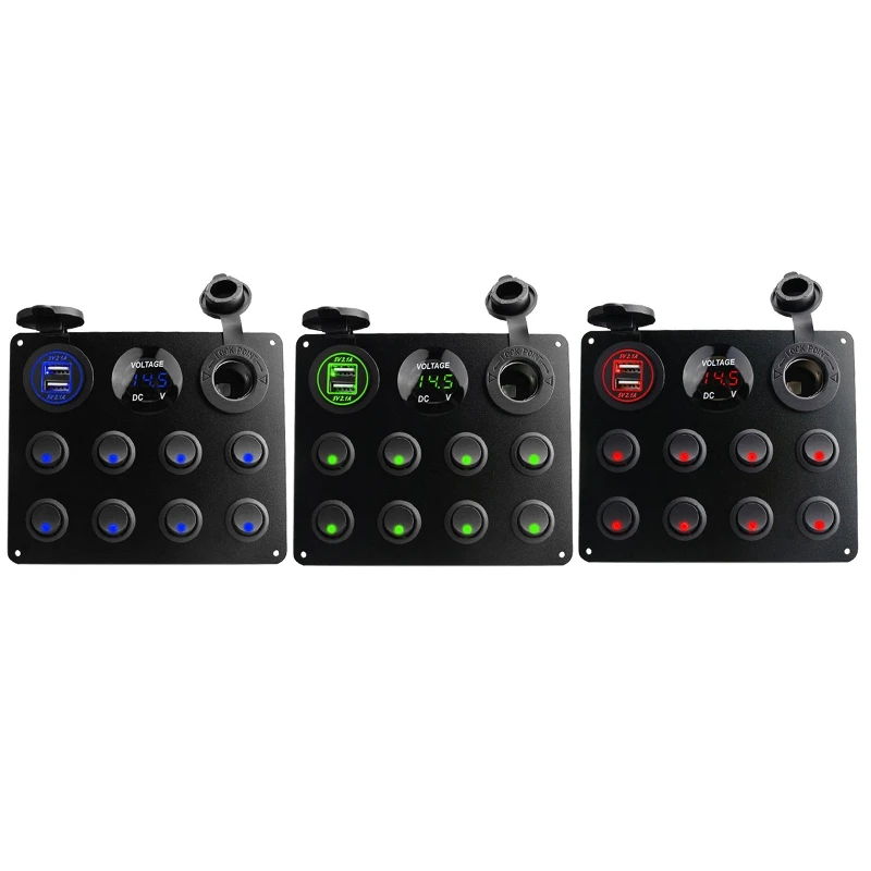 8 Gang Rocker Switch Panel LED Toggle Circuit Breakers Dual USB Charger Socket Y4UA
8 Gang Rocker Switch Panel LED Toggle Circuit Breakers Dual USB Charger Socket Y4UA
