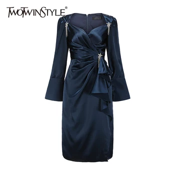 TWOTWINSTYLE Splicing Ruffled Diamond Dress For Women Square Collar Long Sleeve High Waist Slim Dresses Female Fashion New Style
TWOTWINSTYLE Splicing Ruffled Diamond Dress For Women Square Collar Long Sleeve High Waist Slim Dresses Female Fashion New Style