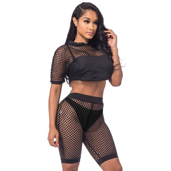 Summer Women Short Sleeve See-Through Mesh Fishnet Crop Top T-Shirt and Shorts Set Holiday Casual Solid Nightclub Set
Summer Women Short Sleeve See-Through Mesh Fishnet Crop Top T-Shirt and Shorts Set Holiday Casual Solid Nightclub Set