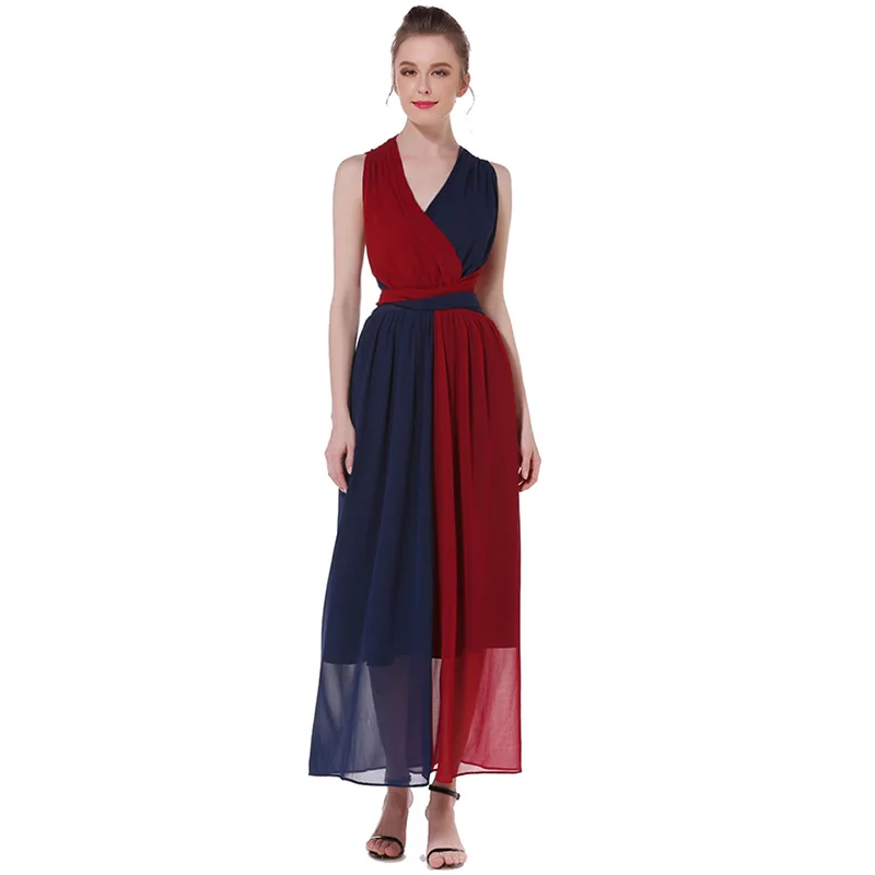 2018 Summer New Style Europe And America WOMEN'S Dress Deep Blue Red Contrast Color Backless Sexy Beach Bandage Cloth Dress Summ
2018 Summer New Style Europe And America WOMEN'S Dress Deep Blue Red Contrast Color Backless Sexy Beach Bandage Cloth Dress Summ