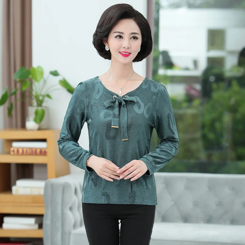 Mom Spring And Autumn Western Style Base Shirt on Clothes Middle-aged Women's Middle-aged Spring Clothing 2019 New Style V-neck
Mom Spring And Autumn Western Style Base Shirt on Clothes Middle-aged Women's Middle-aged Spring Clothing 2019 New Style V-neck
