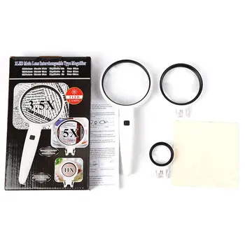Handheld With Led Lights Detachable 3 Lens Multiple Multiple Elderly Reading Maintenance Multi-Purpose Hd Magnifying Glass
Handheld With Led Lights Detachable 3 Lens Multiple Multiple Elderly Reading Maintenance Multi-Purpose Hd Magnifying Glass