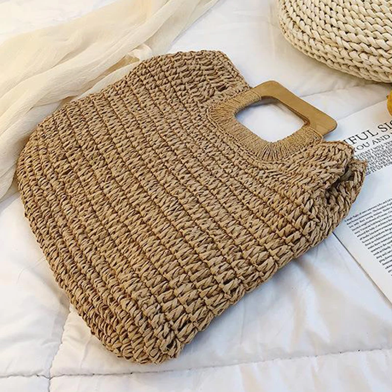 Gusure Large Rattan Tote - Wicker Woven Summer Travel Shoulder Bag 4 H061646dad5c14c2dab81fedd8b8d8153s