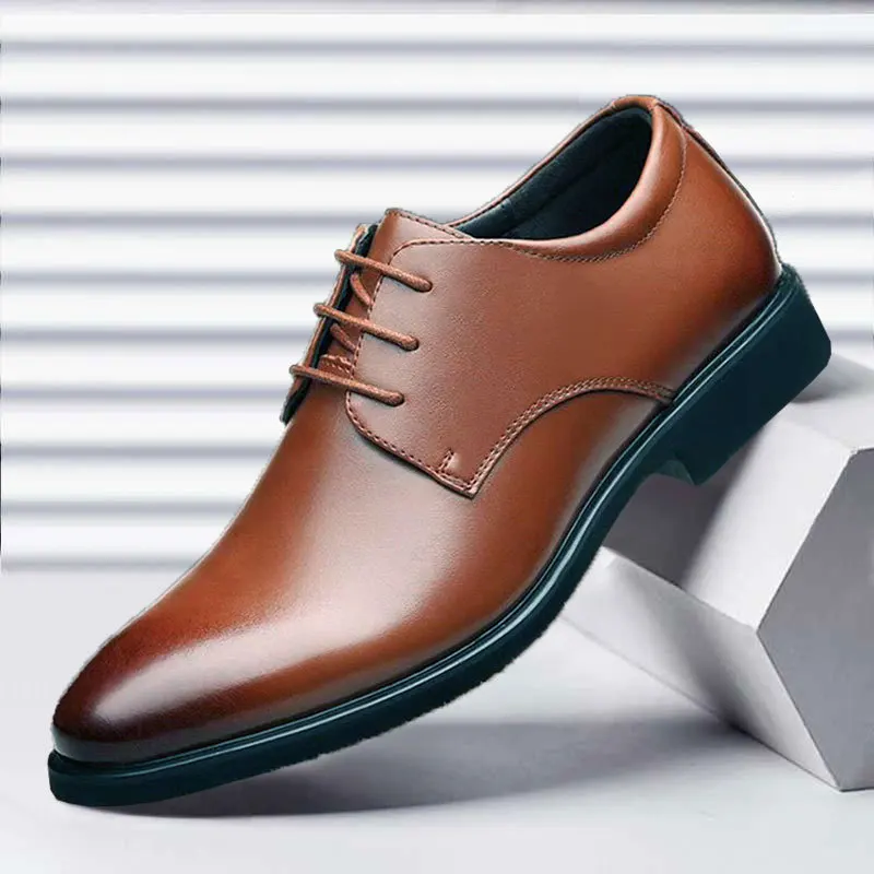 

Men Luxury Business Oxford Leather Shoes Breathable Formal Dress Shoes Male Office Wedding Flats Rubber Footwear Mocassin Homme