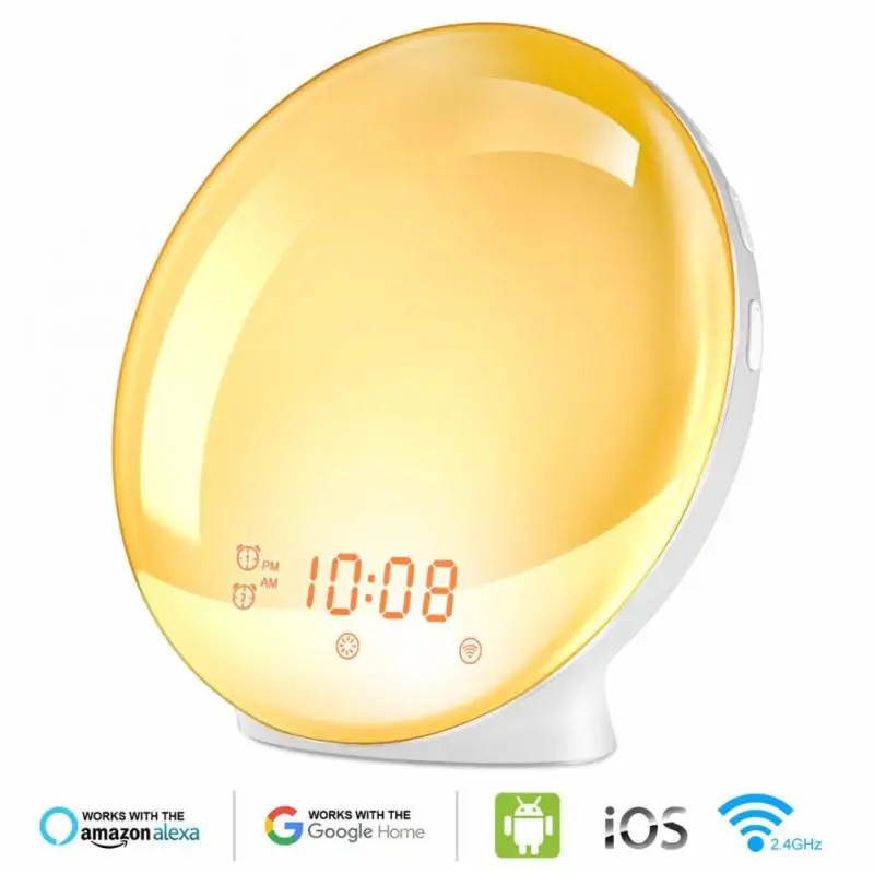 WIFI Smart Voice Control Alarm Clock Wake Light Digital Snooze Nature Night Light Clock
WIFI Smart Voice Control Alarm Clock Wake Light Digital Snooze Nature Night Light Clock