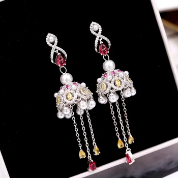 Tassel/Wind Chimes Pearls Long Dangle Earrings Women Multicolor Cubic Zircon Rhinestone Drop Earring Fashion Jewelry Gift YEA324 
Tassel/Wind Chimes Pearls Long Dangle Earrings Women Multicolor Cubic Zircon Rhinestone Drop Earring Fashion Jewelry Gift YEA324