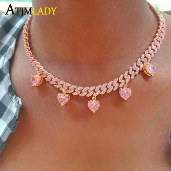 2020 new arrived pink Heart CZ charm necklace iced out pinky 5A CZ cuban chain choker necklace girlfriend lover gift jewelry
2020 new arrived pink Heart CZ charm necklace iced out pinky 5A CZ cuban chain choker necklace girlfriend lover gift jewelry