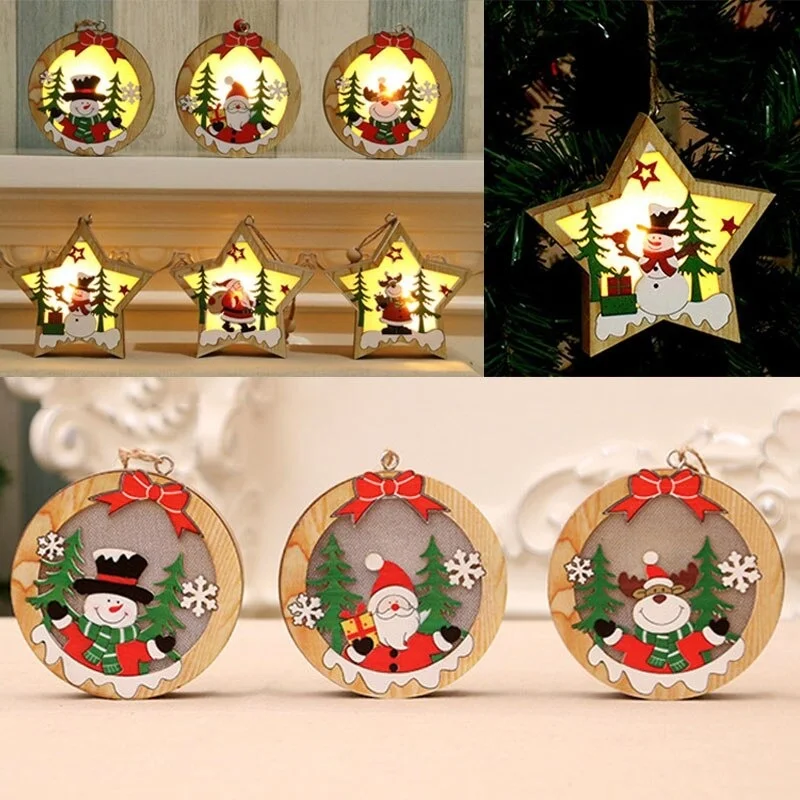 1 PC Christmas Tree Wooden Glowing Ornament Star Round Shape LED Light Decoration Luminous Santa Snowman Deer 
1 PC Christmas Tree Wooden Glowing Ornament Star Round Shape LED Light Decoration Luminous Santa Snowman Deer