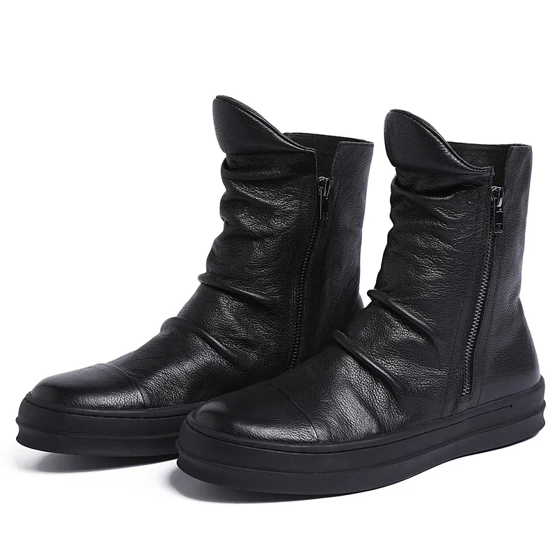 Ankle Men Leather Boots Round Toe High Top Thick Bottomed Work Cowhide Casual Black Brown Work Shoes File
Ankle Men Leather Boots Round Toe High Top Thick Bottomed Work Cowhide Casual Black Brown Work Shoes File