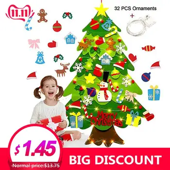 DIY Felt Christmas Tree With Christmas String Lights For Door Wall Hanging Ornaments Artificial Tree Kids Gifts Navidad Decor
DIY Felt Christmas Tree With Christmas String Lights For Door Wall Hanging Ornaments Artificial Tree Kids Gifts Navidad Decor