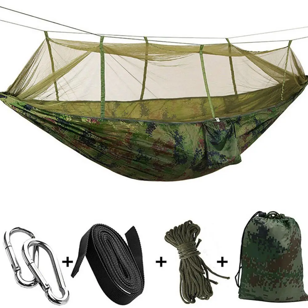 Double Hammock Portable Ultralight Mosquito net Parachute Hammock with Anti-mosquito bites for Outdoor Camping Tent
Double Hammock Portable Ultralight Mosquito net Parachute Hammock with Anti-mosquito bites for Outdoor Camping Tent