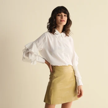 CMAZ 2019 Autumn Basic Loose Solid Shirt Women Front Short Rear Length Lapel Ruffle sleeve Shirt Tops CMAZ19C7162
CMAZ 2019 Autumn Basic Loose Solid Shirt Women Front Short Rear Length Lapel Ruffle sleeve Shirt Tops CMAZ19C7162