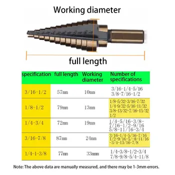 5Pcs HSS Cobalt Hole Step Drill Drilling Bits Set Titanium Cutter Cone Tool with 35EC
5Pcs HSS Cobalt Hole Step Drill Drilling Bits Set Titanium Cutter Cone Tool with 35EC