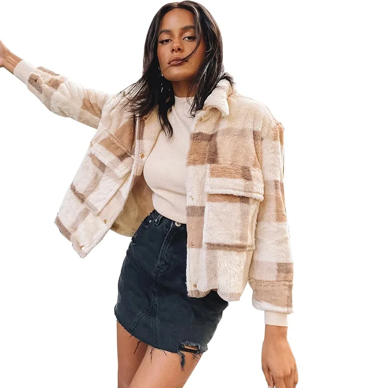 Plaid Pattern Turn-Down Collar Velvet Flocking Long Sleeves New Autumn Women Coat With Pockets Warm Office Lady Outfits
Plaid Pattern Turn-Down Collar Velvet Flocking Long Sleeves New Autumn Women Coat With Pockets Warm Office Lady Outfits