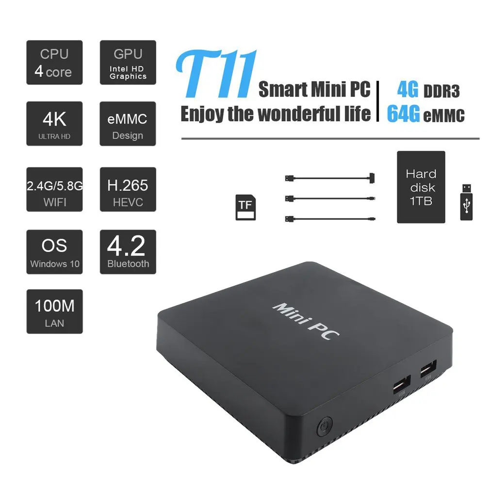 T11 mini host 4G+64GG dual frequency 2.4G & 5.8G Quad core WIFI 4.2 MINI PC Media Player TV Box
T11 mini host 4G+64GG dual frequency 2.4G & 5.8G Quad core WIFI 4.2 MINI PC Media Player TV Box