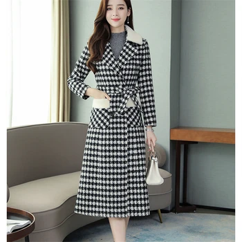 plus size woman's wool Coat Long coates korean autumn Winter coats Thick Houndstooth Woolen over plaid double breasted Coat
plus size woman's wool Coat Long coates korean autumn Winter coats Thick Houndstooth Woolen over plaid double breasted Coat