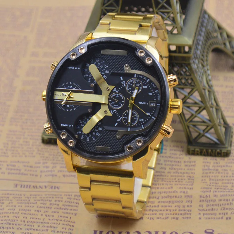 Men Quartz Sports Watch Automatic Date Dual Time Zone Military Forces WristWatch Fine Steel Silicone Watch Band Big Dial Fashion
Men Quartz Sports Watch Automatic Date Dual Time Zone Military Forces WristWatch Fine Steel Silicone Watch Band Big Dial Fashion