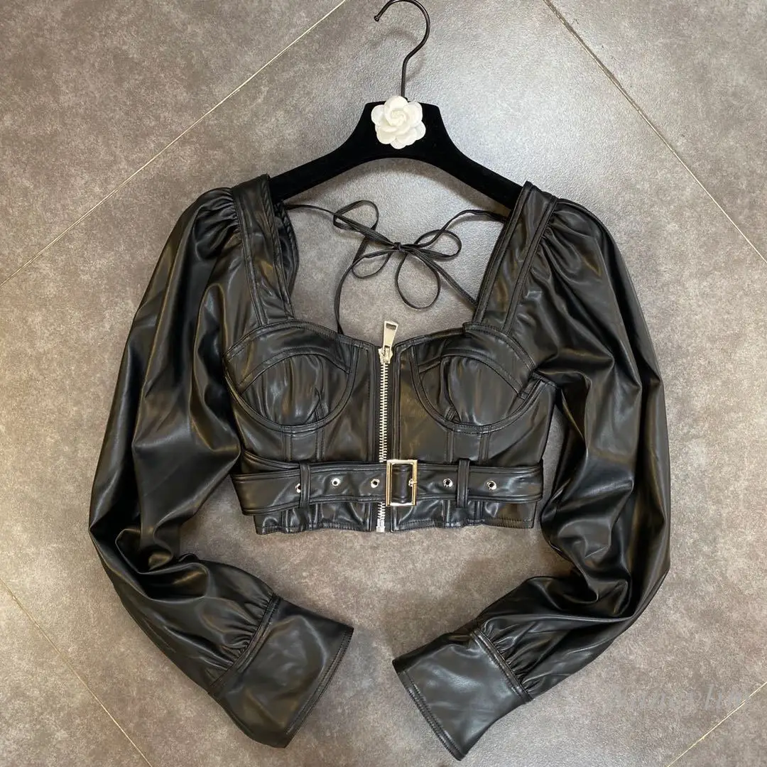 2020 Square Neck Long Sleeve Front Zipper Three-Dimensional Chest Pad Lower Waist Motorcycle Handsome Street Pu Leather Shirt
2020 Square Neck Long Sleeve Front Zipper Three-Dimensional Chest Pad Lower Waist Motorcycle Handsome Street Pu Leather Shirt