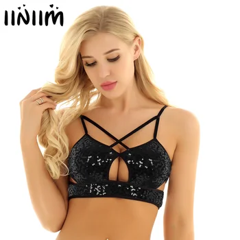 Womens Ladies Shiny Sequin Party Straps Camisoles Front Criss-Cross Hollow Out Bralette Bra Rave Dance Tops for Sexy Clubwear
Womens Ladies Shiny Sequin Party Straps Camisoles Front Criss-Cross Hollow Out Bralette Bra Rave Dance Tops for Sexy Clubwear