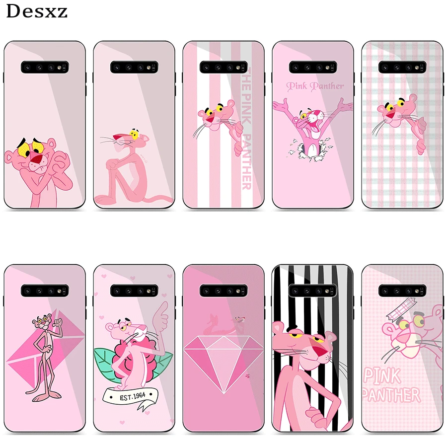 cell glass phone case for Samsung Note 10 Plus 9 8 S10 S9 S8 S7 Edge A70 60 50 Pink leopard wallpaper Cute | Мобильные телефоны и