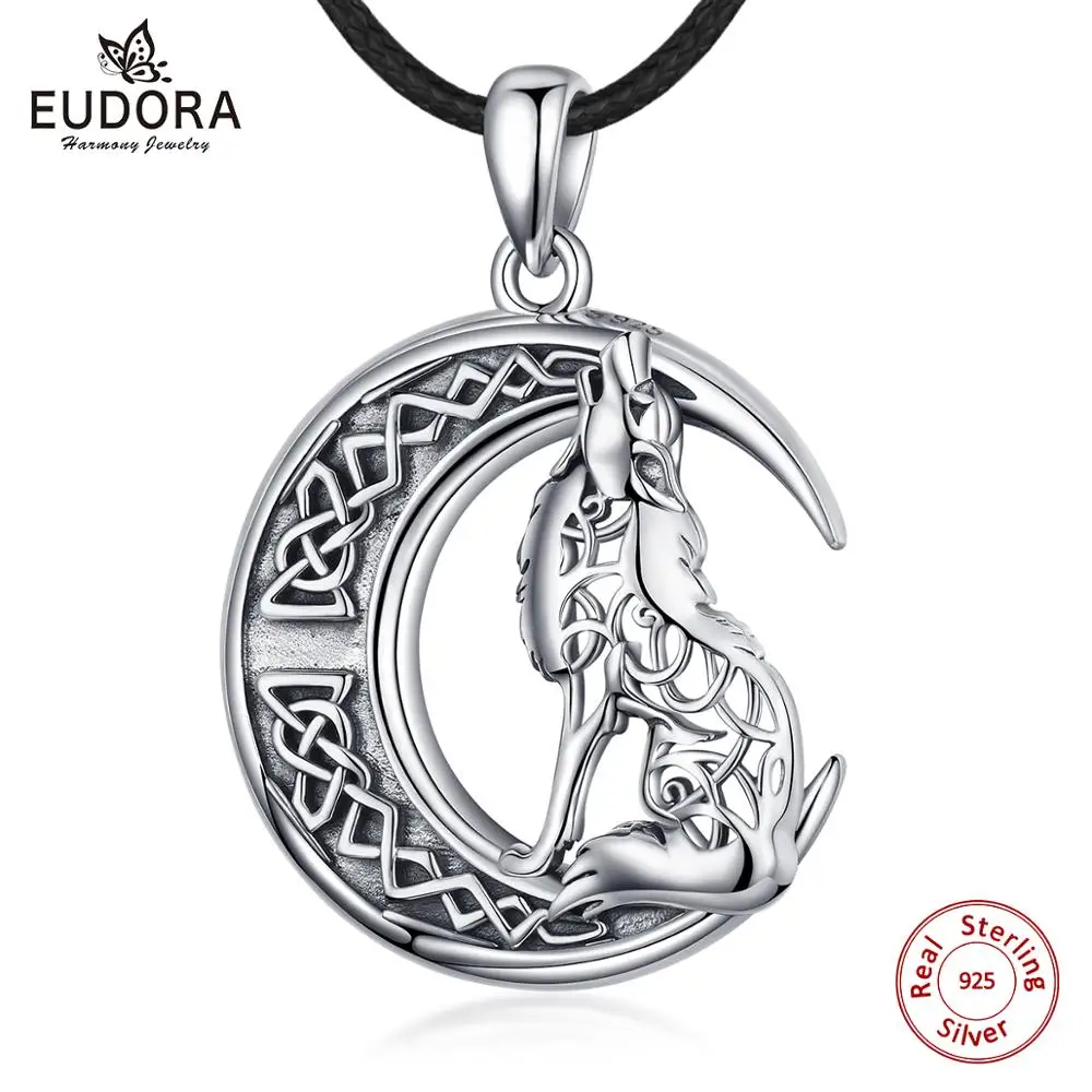 Eudora 925 Sterling sillver Wolf on the Moon Necklace Valknut Odin 's Symbol of Norse Viking Warriors Men'women Necklaces CYD554
Eudora 925 Sterling sillver Wolf on the Moon Necklace Valknut Odin 's Symbol of Norse Viking Warriors Men'women Necklaces CYD554