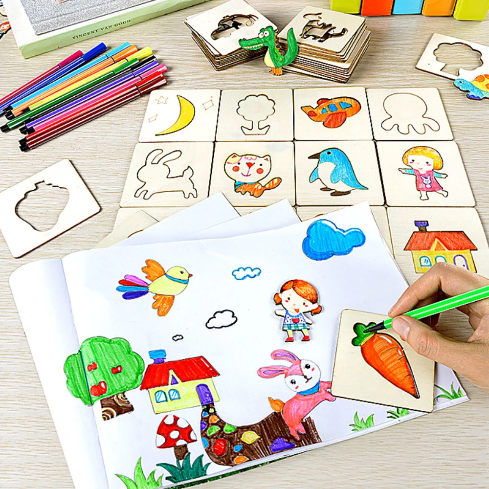 100+Pcs Painting Stencil Templates With Water Color Pen Set Stencil Creative Drawing Tools Gift for Kids Wooden Drawing Toys
100+Pcs Painting Stencil Templates With Water Color Pen Set Stencil Creative Drawing Tools Gift for Kids Wooden Drawing Toys