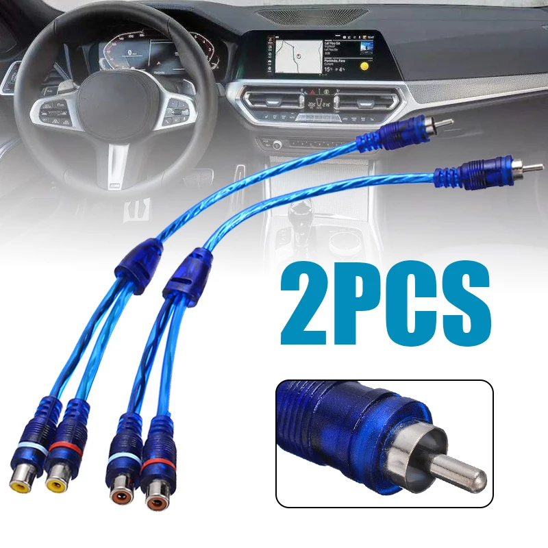 

2pcs 30cm RCA Mic Audio Cable Car Y Splitter Adapter Cable 1 Male to 2 Female Oxygen Free Copper Cable For Car Home Audio