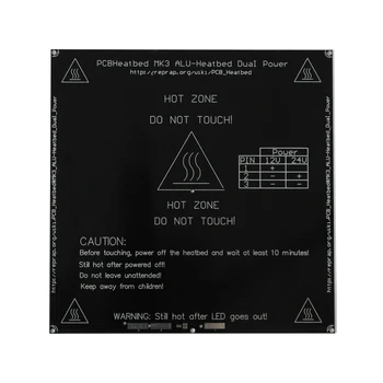 

1PC Aluminum Heated MK3 Dual Powder 12v 24v 3d Printer Parts Hot Bed Heating Platform 214x214mm Heating Black MK2B MK2A Upgraded