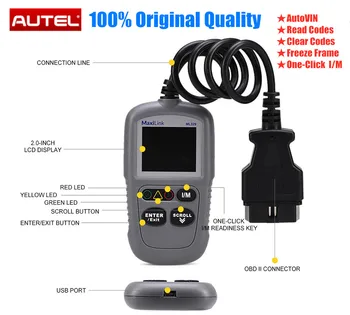Autel MaxiLink ML329 Code Reader One Click I/M Readiness Scanner Autel ML 329 AutoVIN Function OBDII Read/Clear Codes Tool
Autel MaxiLink ML329 Code Reader One Click I/M Readiness Scanner Autel ML 329 AutoVIN Function OBDII Read/Clear Codes Tool