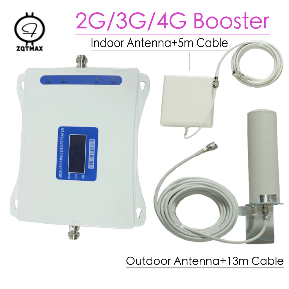 ZQTMAX 2G 3G 4G Сотовый усилитель ретранслятор GSM 900 DCS/LTE 1800 WCDMA/UMTS 2100 мобильный сигнала +