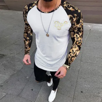 Men's T-shirt Stitching Print Fashion Slim Casual Top Males Long-sleeved top patchwork Man Streetwear Shirt Top Chemise Homme
Men's T-shirt Stitching Print Fashion Slim Casual Top Males Long-sleeved top patchwork Man Streetwear Shirt Top Chemise Homme