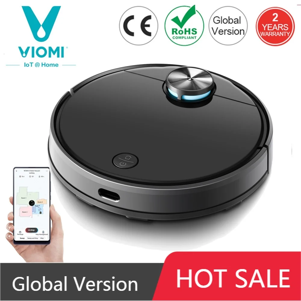 

VIOMI V3 Laser Navigation Robot Vacuum Cleaner 150 Mins Mop 250Square Meter Wet and Dry for Pet Hair Sweeping Mopping Master