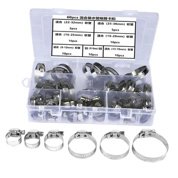 60Pcs Single Ear Hose Clamps Water Pipe Hose Clamp Mixed Assorted Set for Sealing Hose Stainless Steel
60Pcs Single Ear Hose Clamps Water Pipe Hose Clamp Mixed Assorted Set for Sealing Hose Stainless Steel
