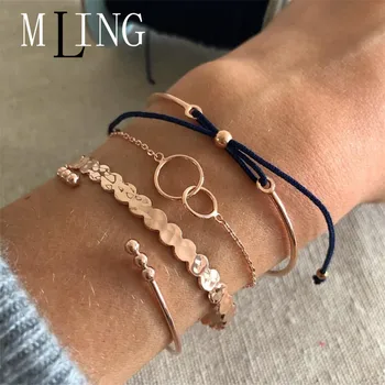 MLING 4 Pcs/Set Vintage Gold Alloy Adjustable Bracelet Set Bohemian Bow Circle Bracelet for Women
MLING 4 Pcs/Set Vintage Gold Alloy Adjustable Bracelet Set Bohemian Bow Circle Bracelet for Women