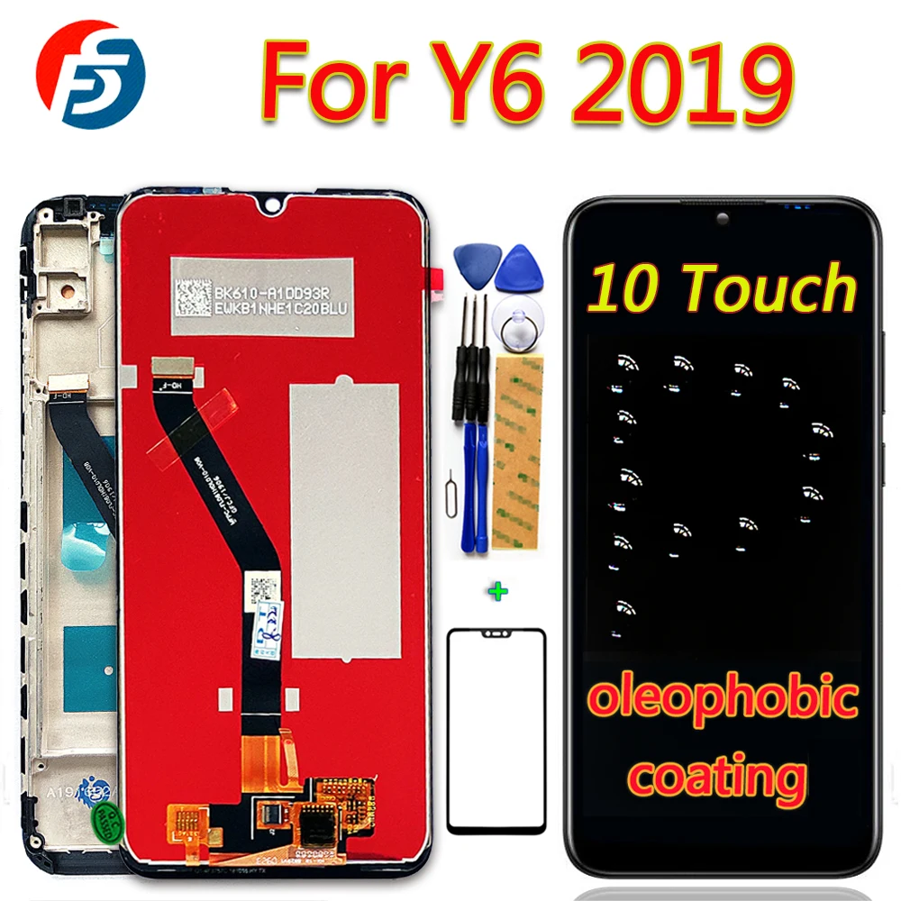 10-Point Touch Screen For Huawei Y6 2019 / Y6 Pro 2019 LCD display Oleophobic Coating 6.09 inch Digitizer Assembly Frame tools
10-Point Touch Screen For Huawei Y6 2019 / Y6 Pro 2019 LCD display Oleophobic Coating 6.09 inch Digitizer Assembly Frame tools