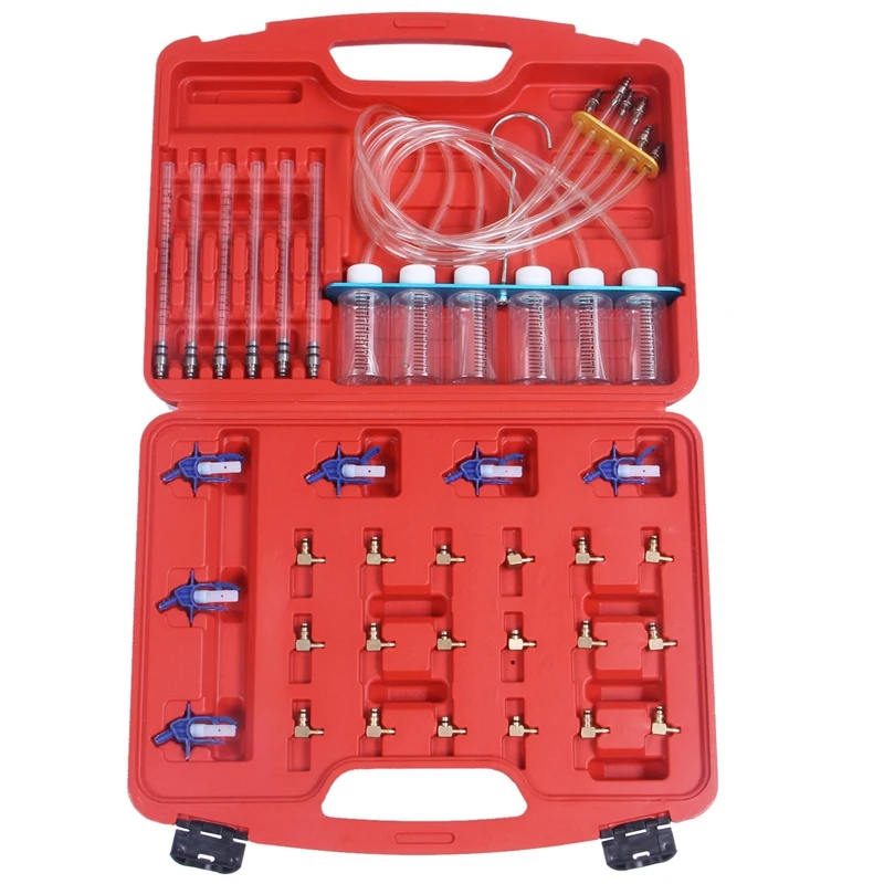 6 Cylinder crude oil Injector Flow Test Meter Adaptor Set Common Rail Tool Kit
