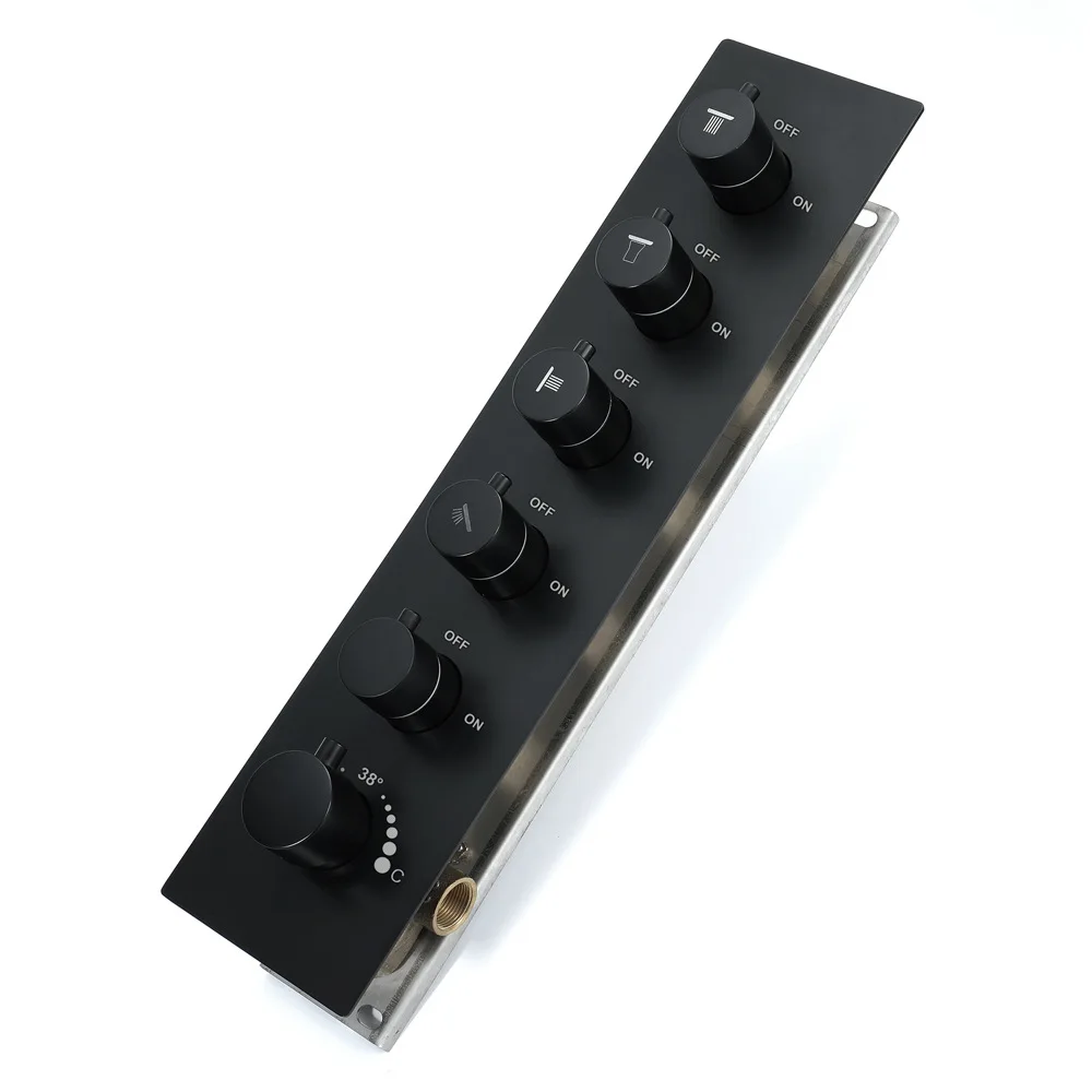 Concealed Shower Valve Black 5 Feature Constant Temperature Body Cold Control Switch HIHSPJ146A-1
Concealed Shower Valve Black 5 Feature Constant Temperature Body Cold Control Switch HIHSPJ146A-1