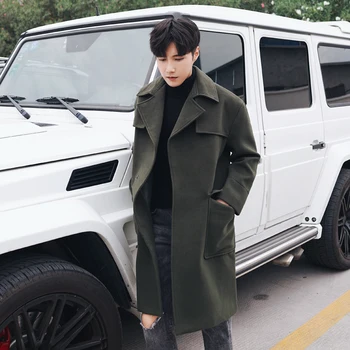 Korean version of the men's simple woolen coat casual fashion loose men's long section large pockets woolen coat jacket
Korean version of the men's simple woolen coat casual fashion loose men's long section large pockets woolen coat jacket