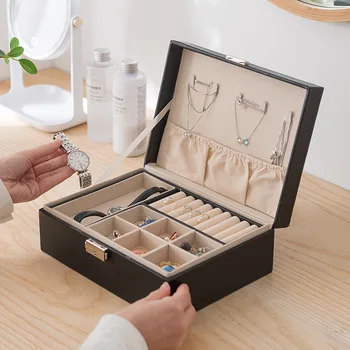 High-end Leather Jewelry Storage Box Household Earrings Earrings Necklace Storage Large Capacity Simple Lock Ear Jewelry Box
High-end Leather Jewelry Storage Box Household Earrings Earrings Necklace Storage Large Capacity Simple Lock Ear Jewelry Box