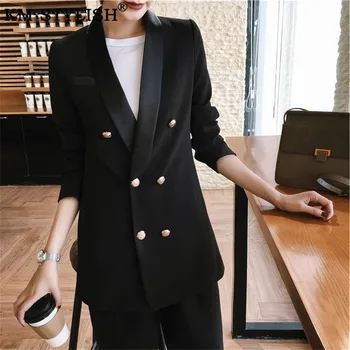 Women Blazers and Jackets Female Shawl Collar Black Blazer Femme Double-breasted Buttons Long Section Blaser Feminino Plus Size
Women Blazers and Jackets Female Shawl Collar Black Blazer Femme Double-breasted Buttons Long Section Blaser Feminino Plus Size
