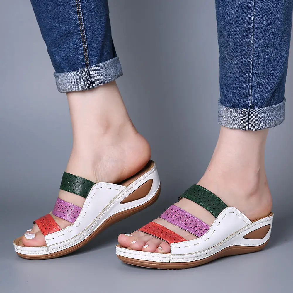 Oeak Summer Women Ladies Shoes Three-color Stitching Color Casual Low Wedge Heel Peep Toe Sandals Slippers Shoes
Oeak Summer Women Ladies Shoes Three-color Stitching Color Casual Low Wedge Heel Peep Toe Sandals Slippers Shoes