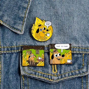 Cartoon Badges Funny Hound Enamel Pin Letter THIS IS FINE Cute Yellow Dog Brooches Bag Clothes Lapel Pin Jewelry Gift Trinkets
Cartoon Badges Funny Hound Enamel Pin Letter THIS IS FINE Cute Yellow Dog Brooches Bag Clothes Lapel Pin Jewelry Gift Trinkets