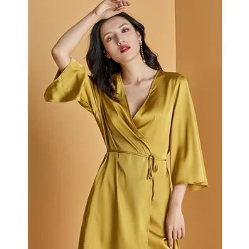 Solid Robe For Women Faux Silk Comfort Sexy Simple Sleepwear Sexy Nightgown Femme Lace Up Casual Homewear New 
Solid Robe For Women Faux Silk Comfort Sexy Simple Sleepwear Sexy Nightgown Femme Lace Up Casual Homewear New