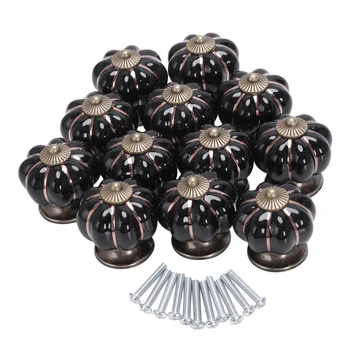 12Pcs Pumpkin Zinc Ceramic Door Knobs Drawer Pull Handle Kitchen Cabinet Cupboard Wardrobe Black 
12Pcs Pumpkin Zinc Ceramic Door Knobs Drawer Pull Handle Kitchen Cabinet Cupboard Wardrobe Black