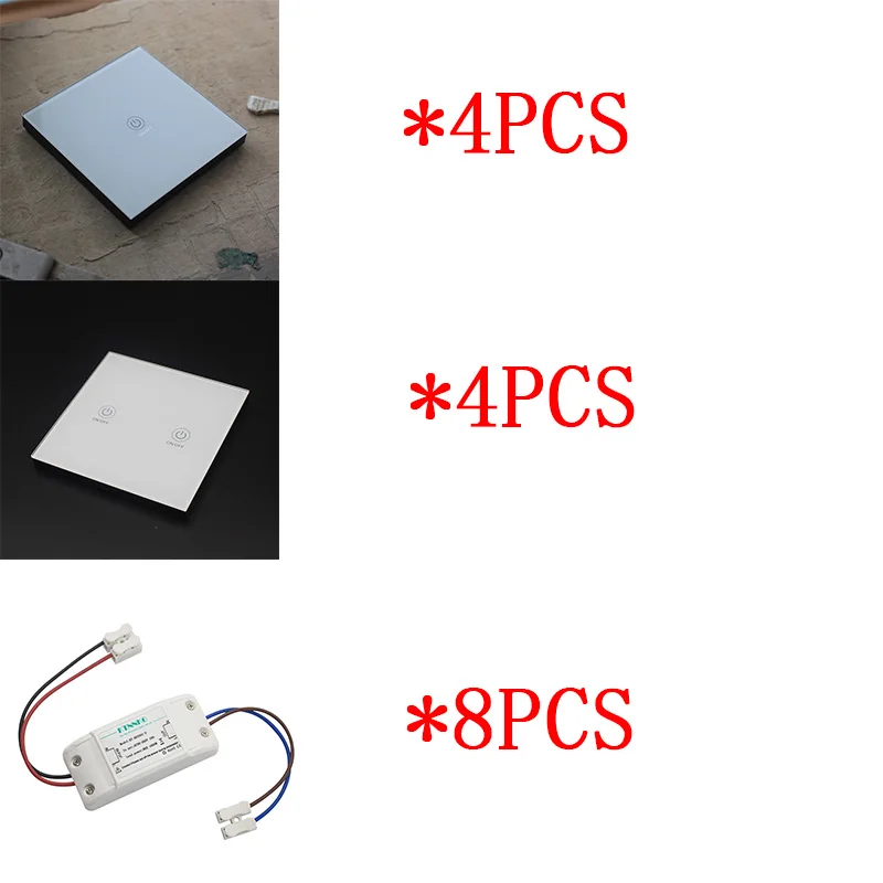 4PCS wihte touch CH,4PCS wihte touch 2CH and 8PCS 220V 1CH
4PCS wihte touch CH,4PCS wihte touch 2CH and 8PCS 220V 1CH