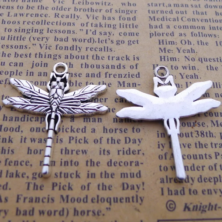 

6 pieces/lot 28*32mm Antique silver color Metal alloy Insect Dragonfly Charm Pendant Bracelet Key chain DIY Accessory jewelry