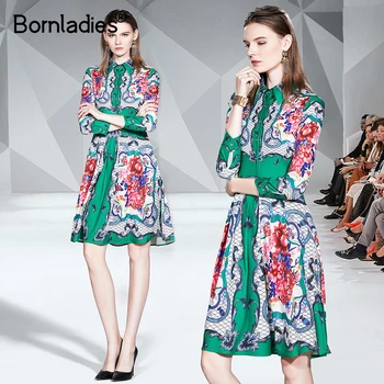 Bornladies Autumn Shirt Pleated Dress Green Pink Floral Print Single-Breasted Midi Dresses Holiday Bohemia Long Women Dress
Bornladies Autumn Shirt Pleated Dress Green Pink Floral Print Single-Breasted Midi Dresses Holiday Bohemia Long Women Dress